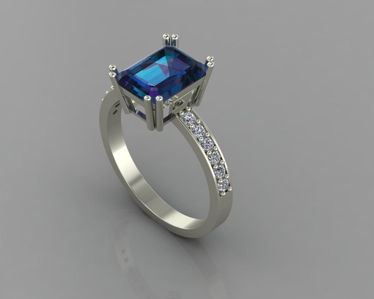 emerald ring 3D print model_7