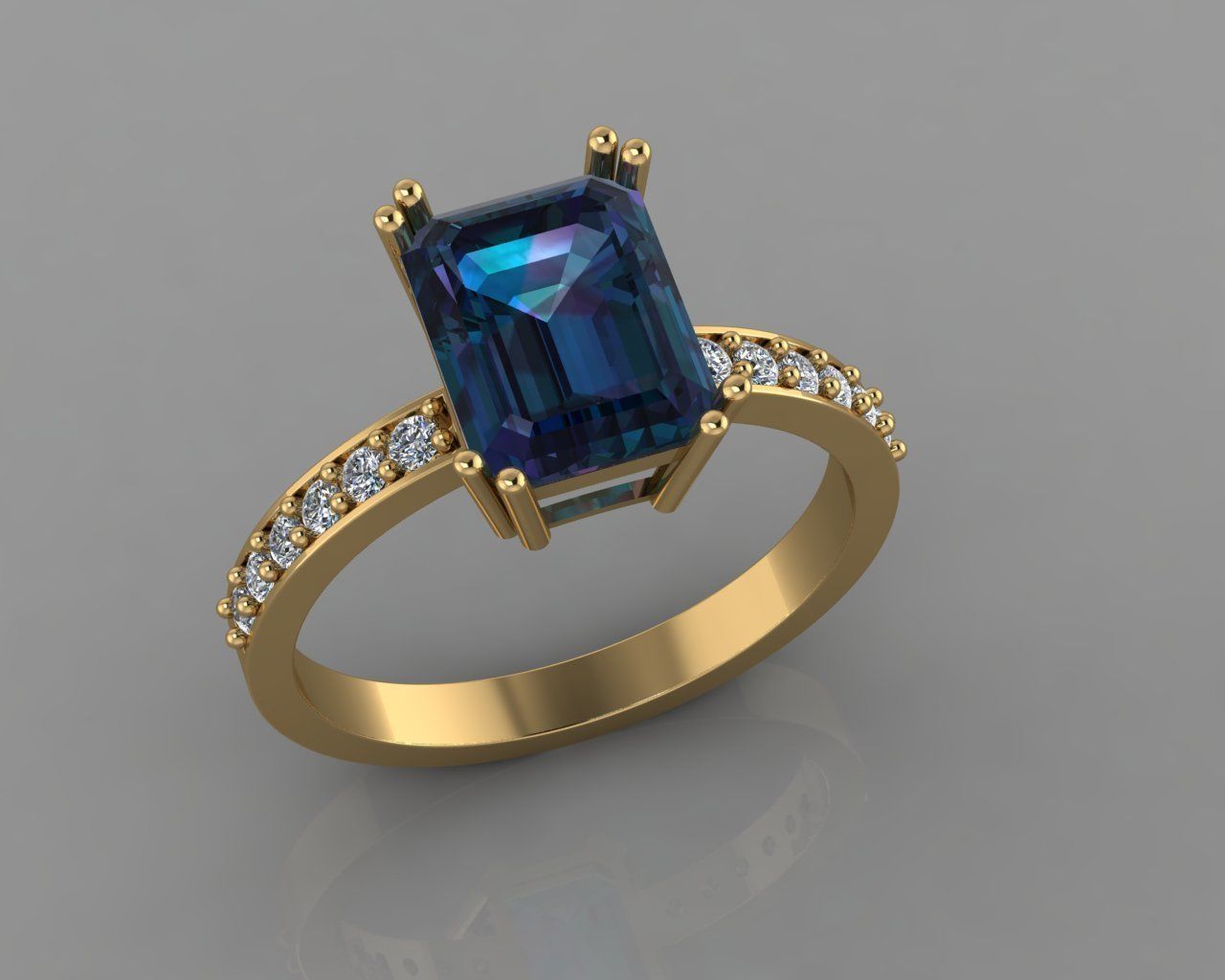 emerald ring 3D print model_8