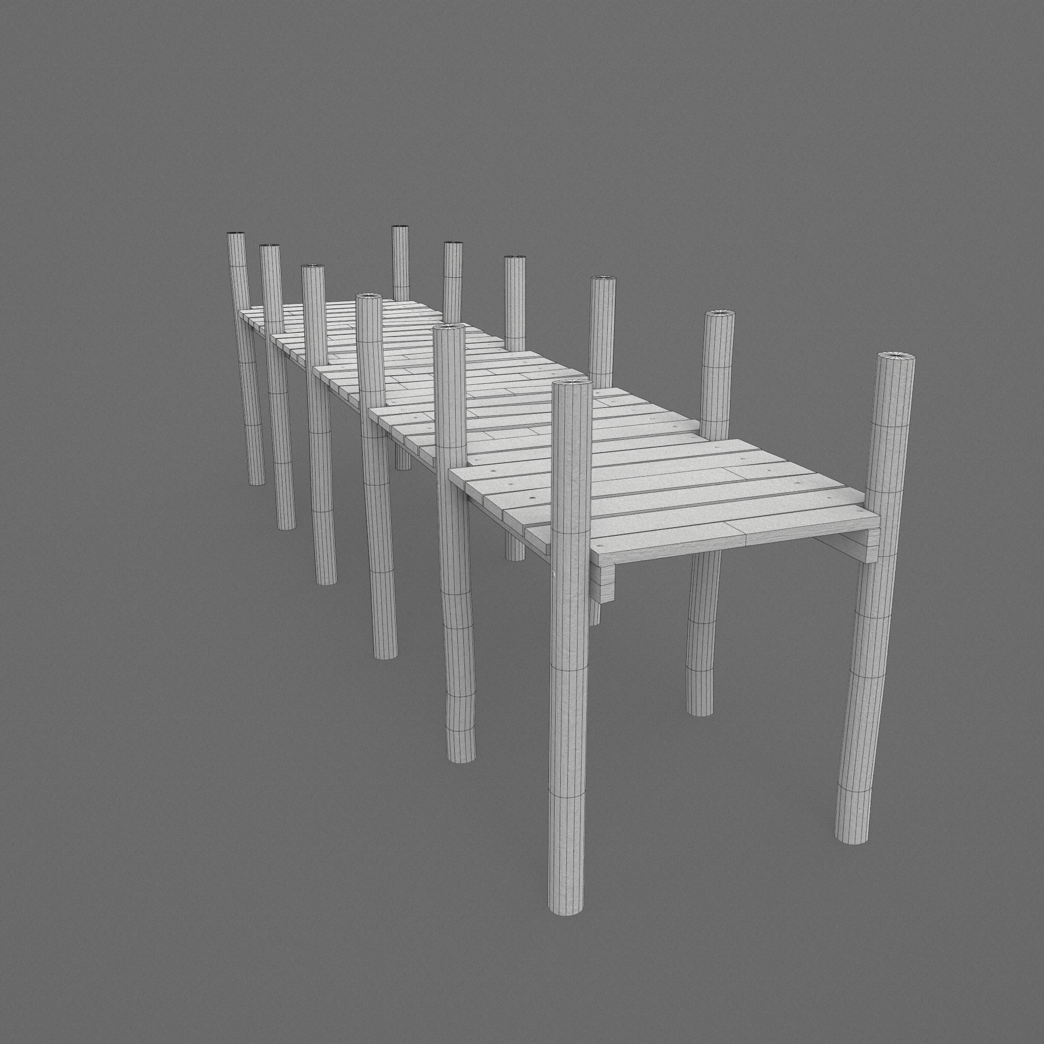 Wooden Pier Low Poly Game Ready Low-poly 3D model_9