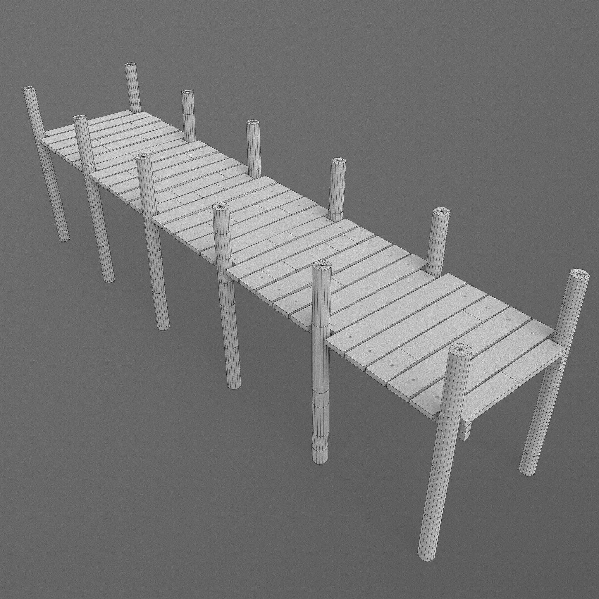 Wooden Pier Low Poly Game Ready Low-poly 3D model_11