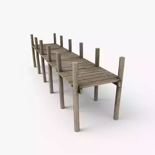 Wooden Pier Low Poly Game Ready