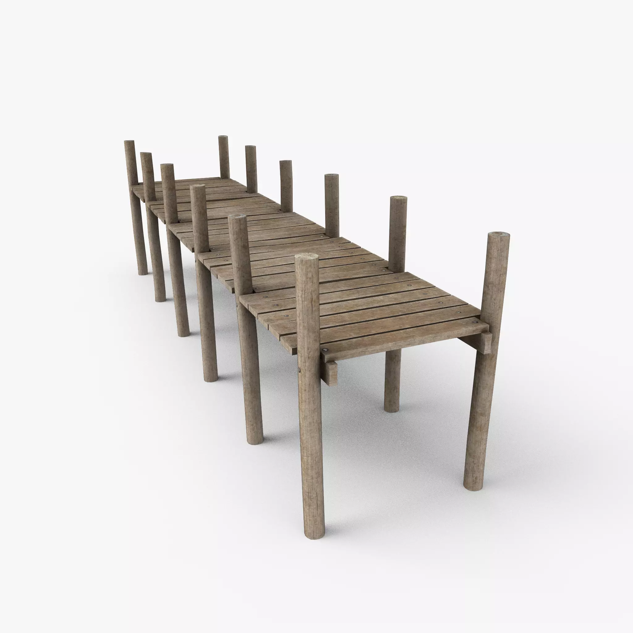 Wooden Pier Low Poly Game Ready Low-poly 3D model_0