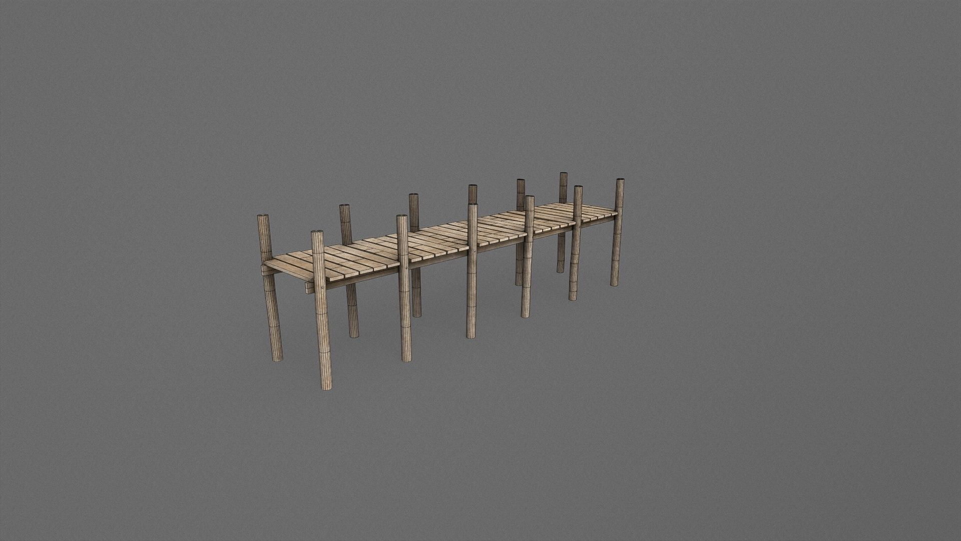 Wooden Pier Low Poly Game Ready Low-poly 3D model_13