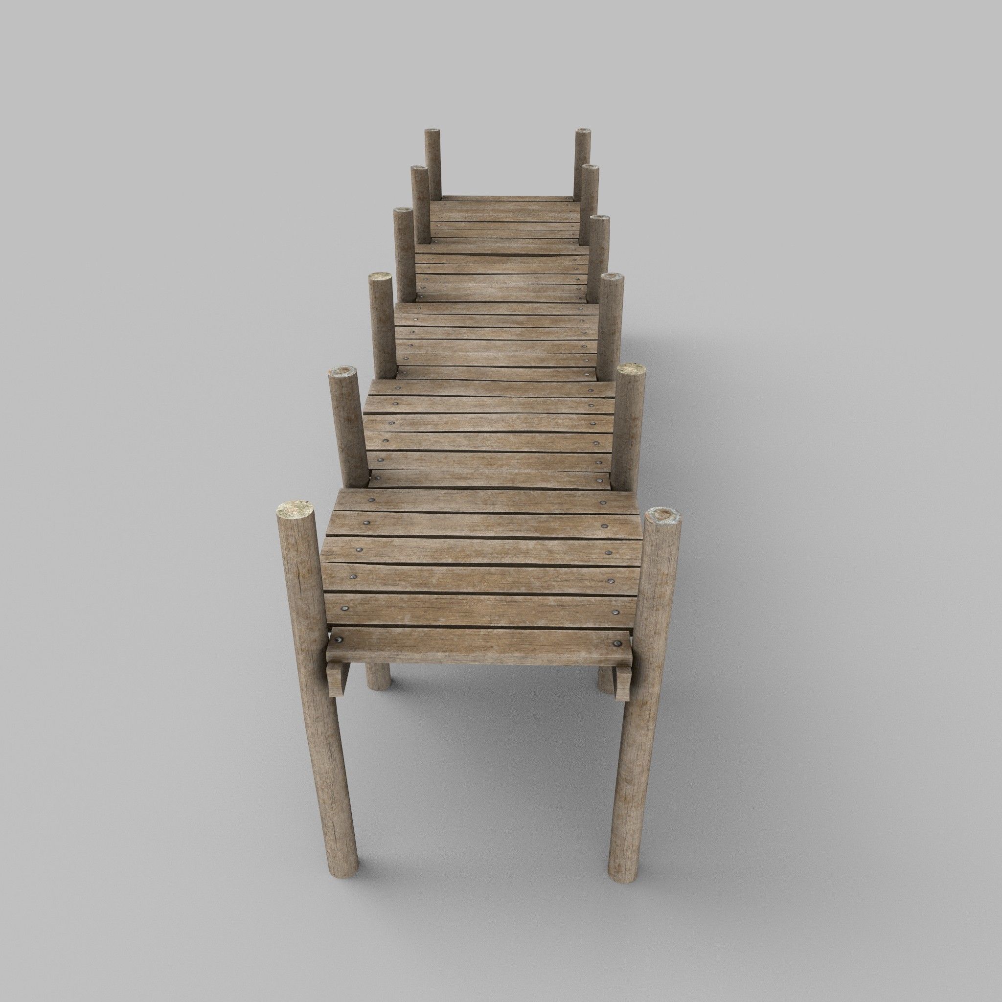 Wooden Pier Low Poly Game Ready Low-poly 3D model_7