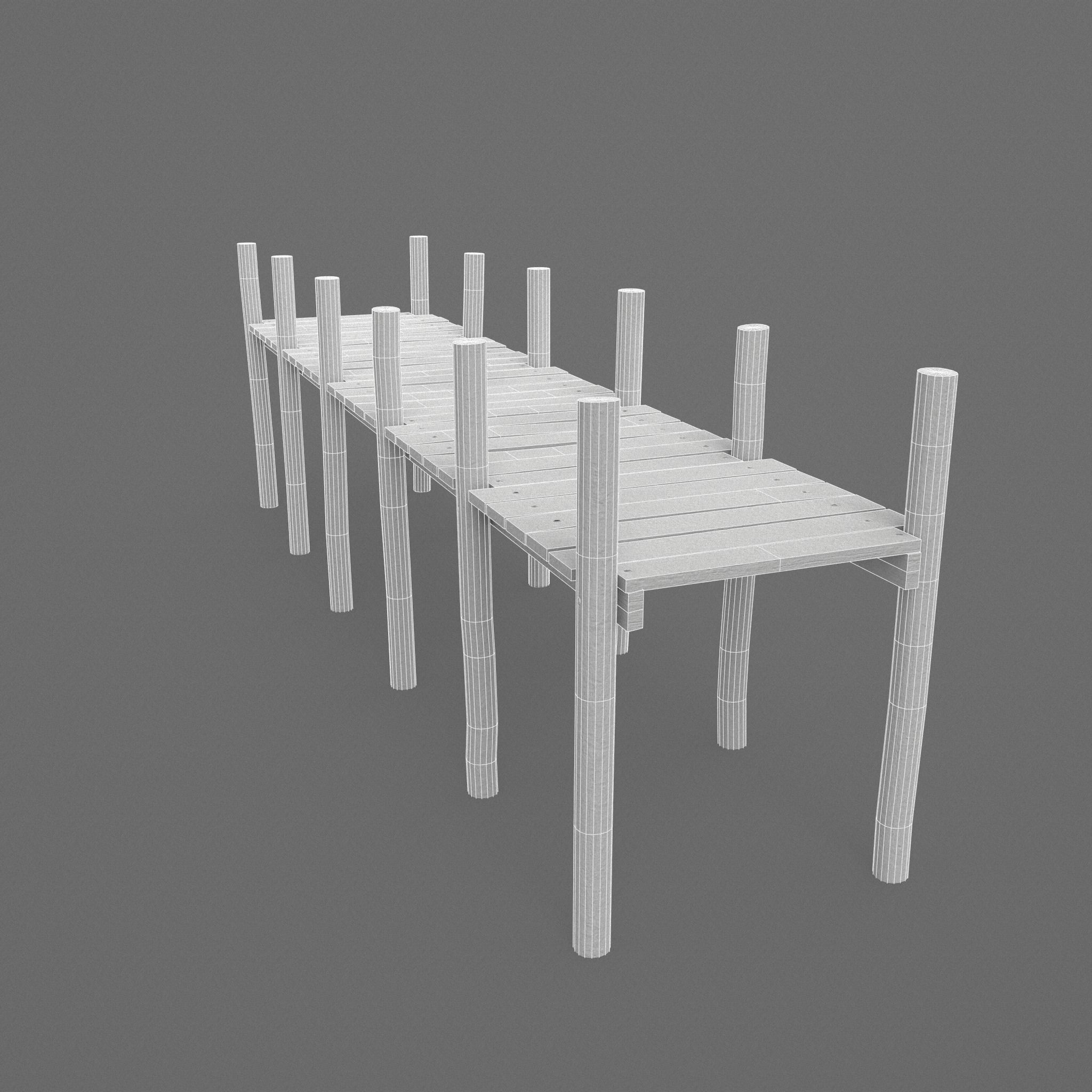 Wooden Pier Low Poly Game Ready Low-poly 3D model_10