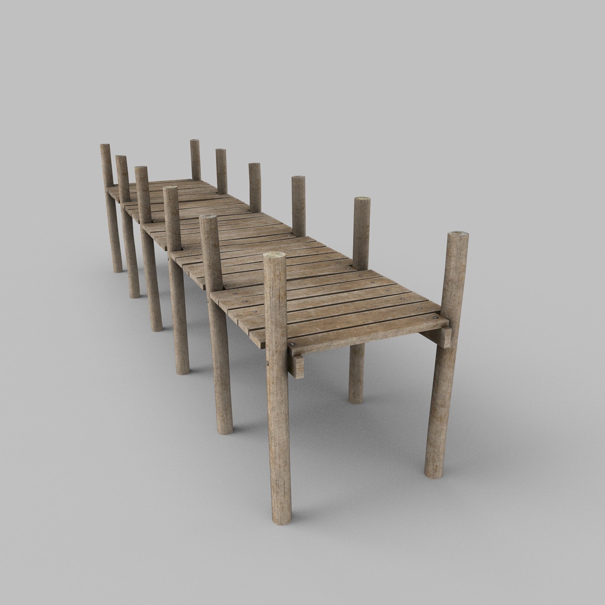 Wooden Pier Low Poly Game Ready Low-poly 3D model_1