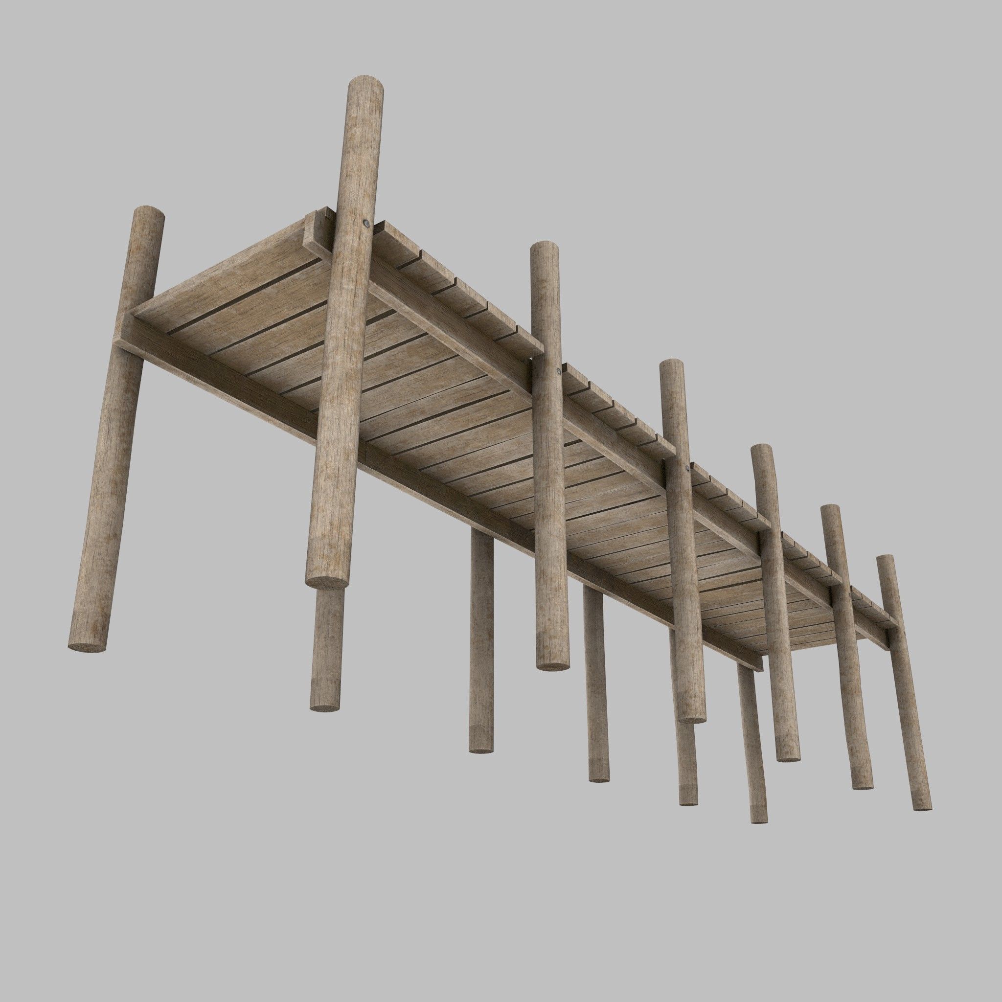 Wooden Pier Low Poly Game Ready Low-poly 3D model_3
