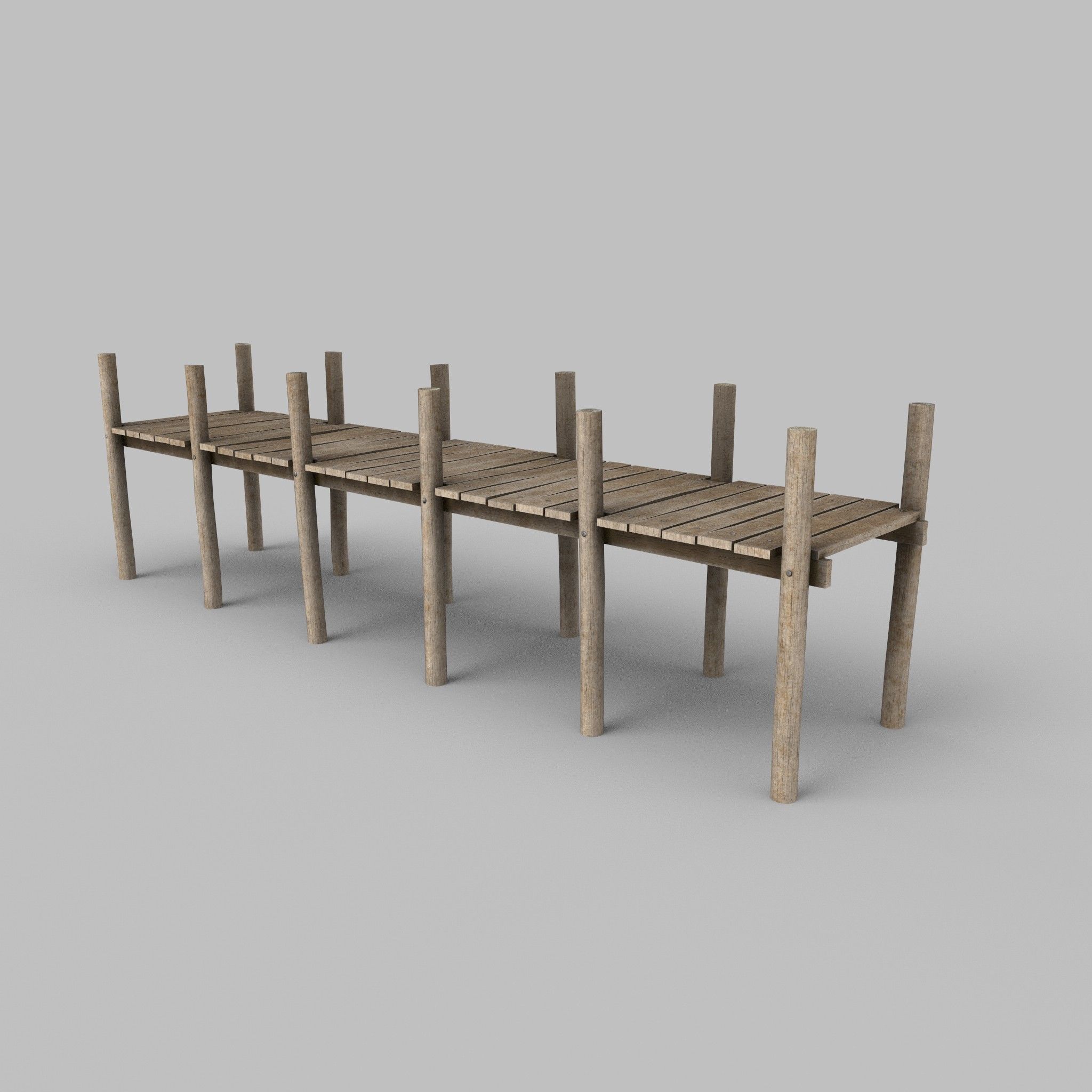 Wooden Pier Low Poly Game Ready Low-poly 3D model_2