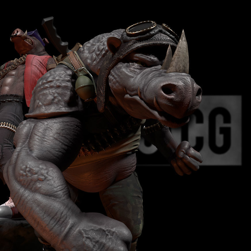 Fan Art Rocksteady and Bebop From TMNT - Statue 3D print model_6