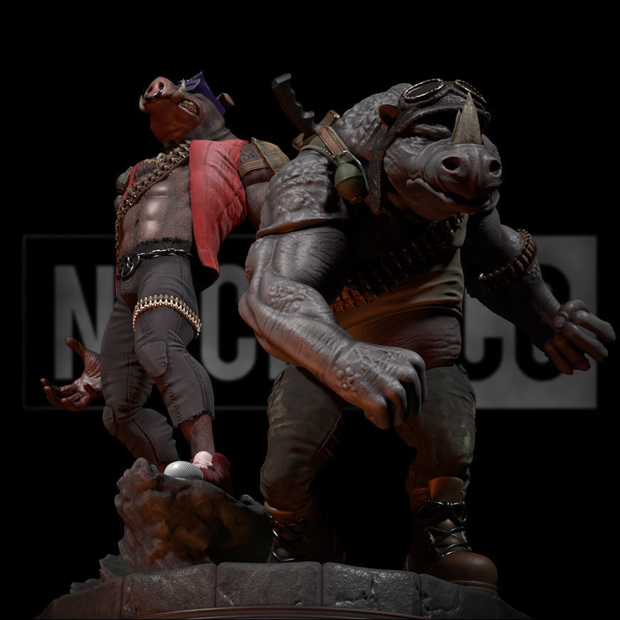 Fan Art Rocksteady and Bebop From TMNT - Statue 3D print model_5