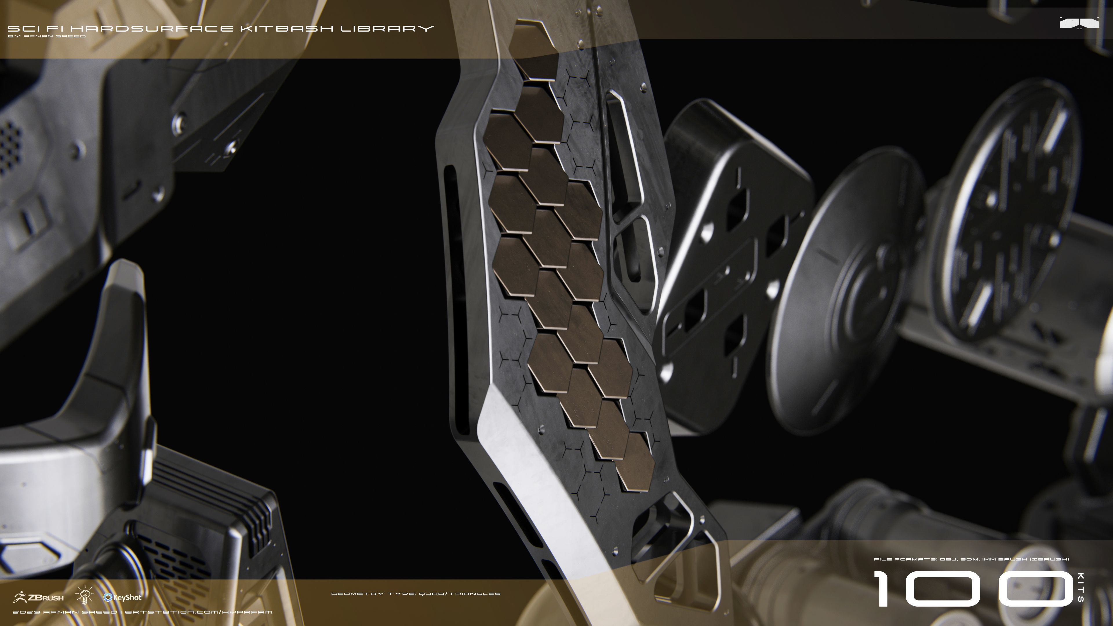 SCI-FI Hard Surface Kitbash Library for Mech Design - 100 Assets 3D model_15