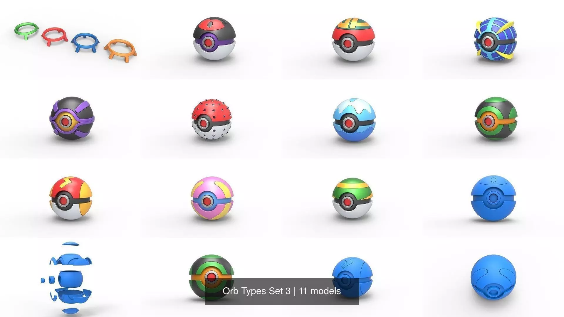 Orb Types Set 3 3D Model Collection_0