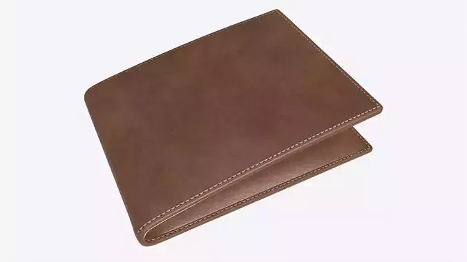 Leather Wallet for Men 02 with Banknotes 3D model