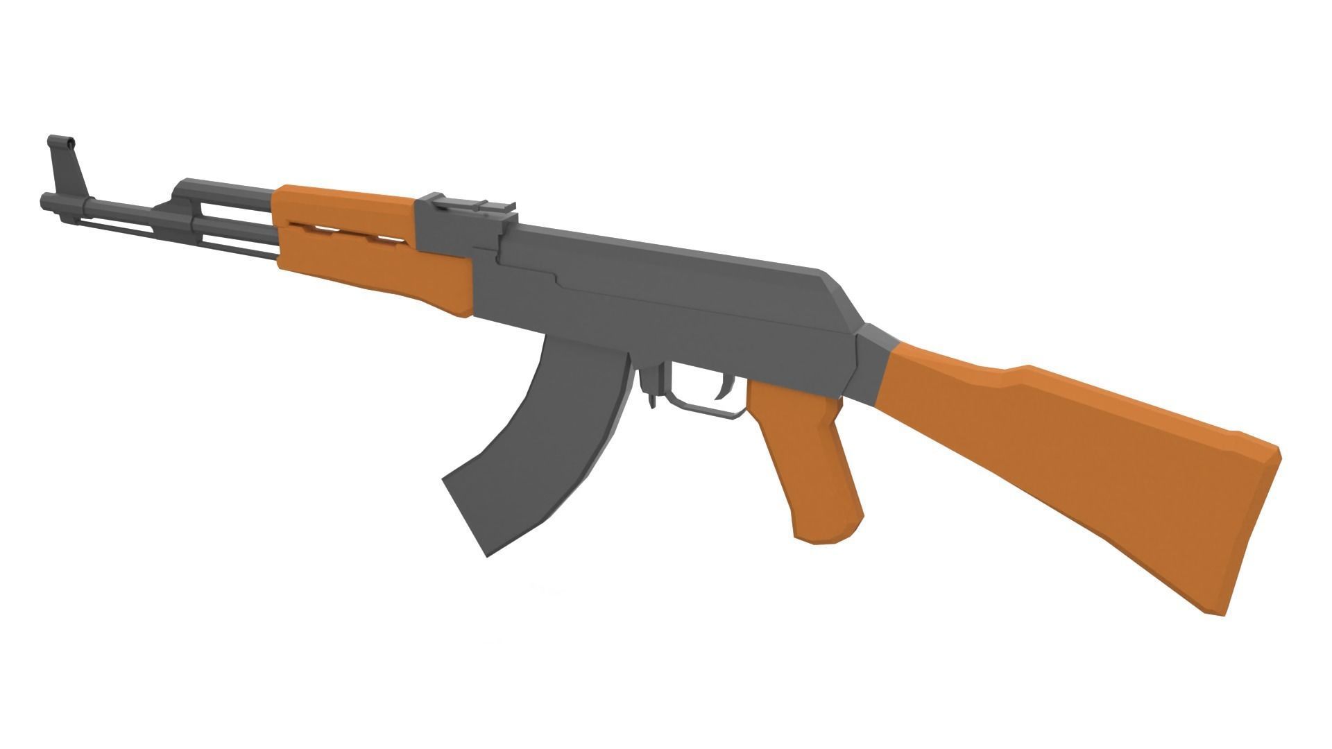 AK-47 Assault Rifle Low Poly Free low-poly 3D model_5
