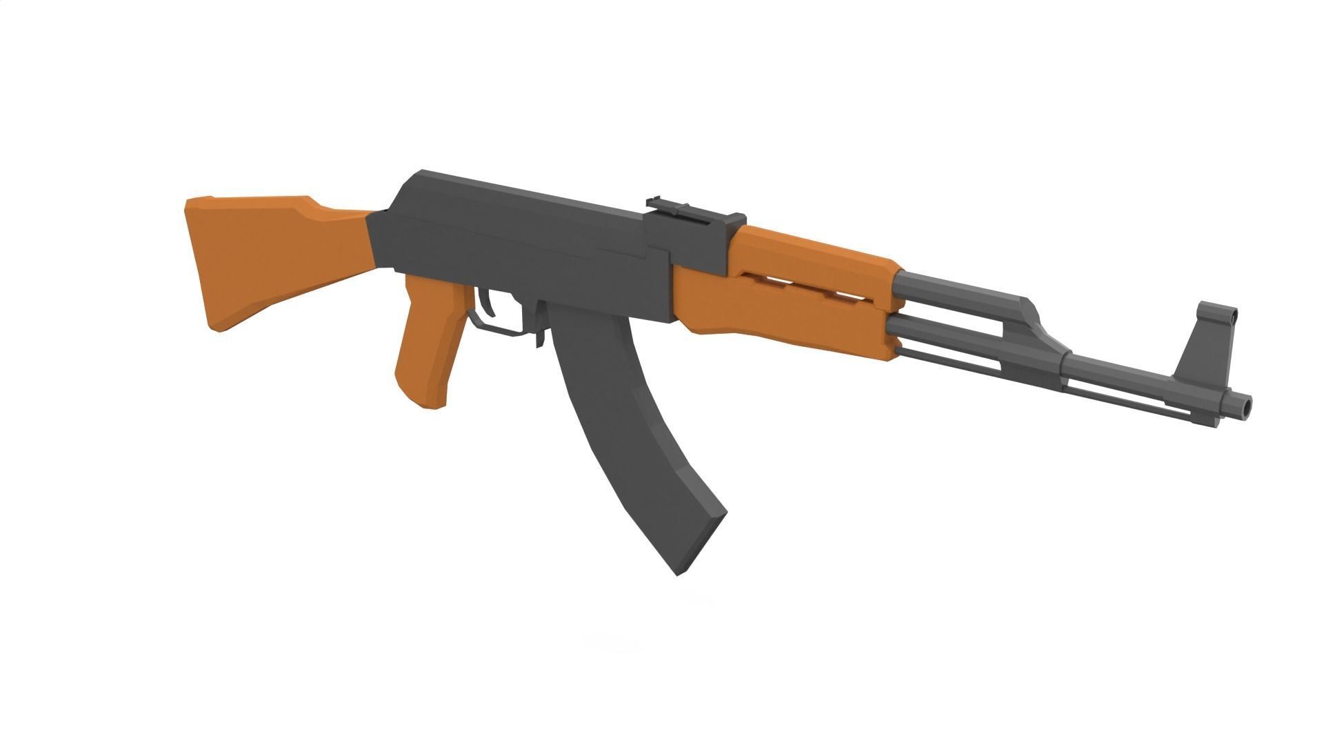 AK-47 Assault Rifle Low Poly Free low-poly 3D model_2