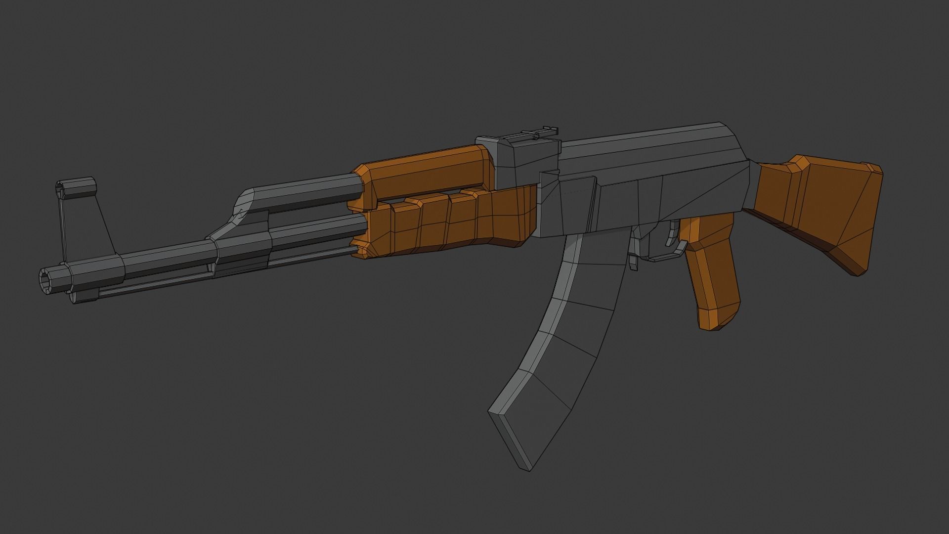 AK-47 Assault Rifle Low Poly Free low-poly 3D model_6