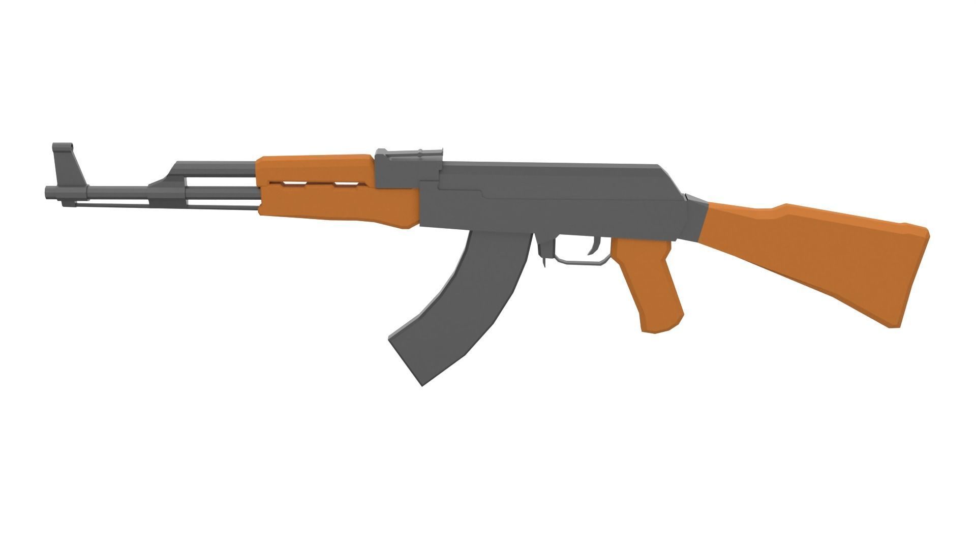 AK-47 Assault Rifle Low Poly Free low-poly 3D model_1