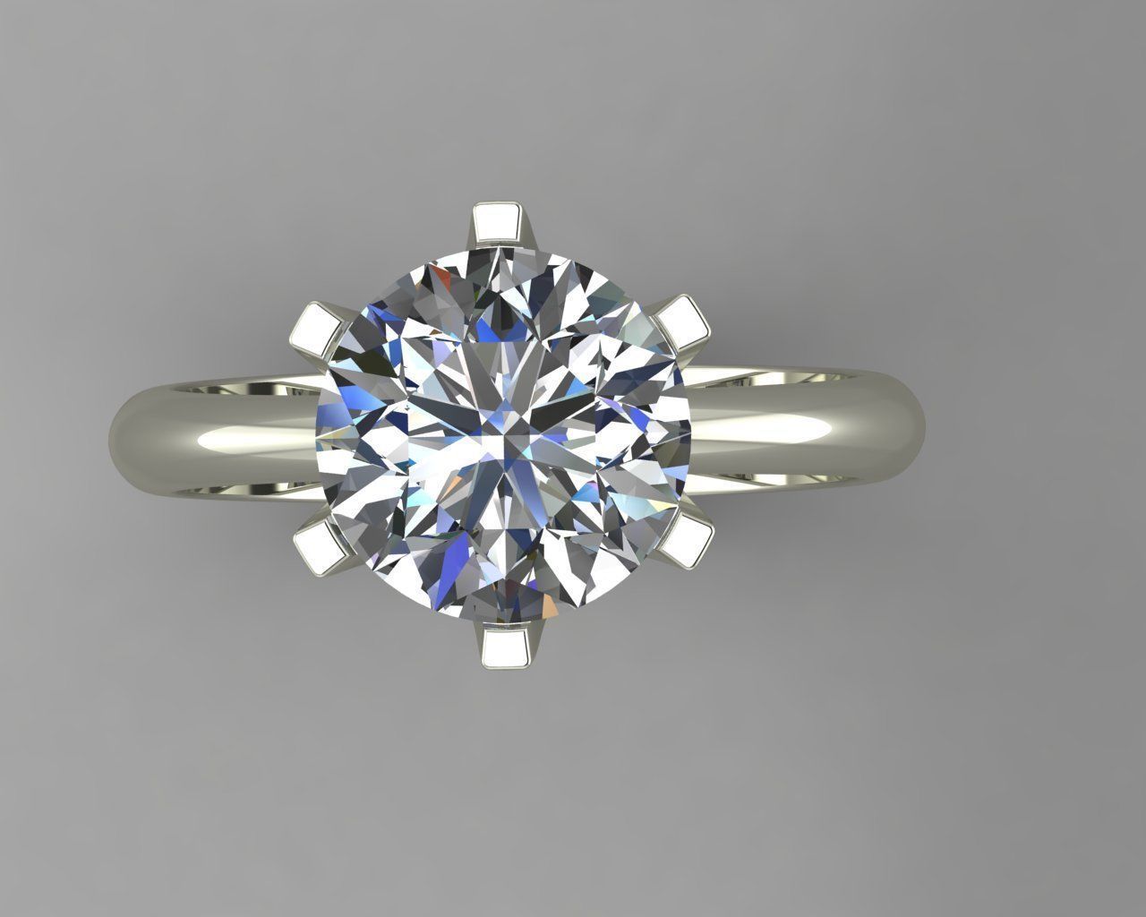 Solitaire ring 3D print model_5