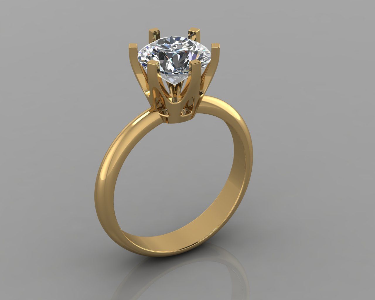 Solitaire ring 3D print model_7