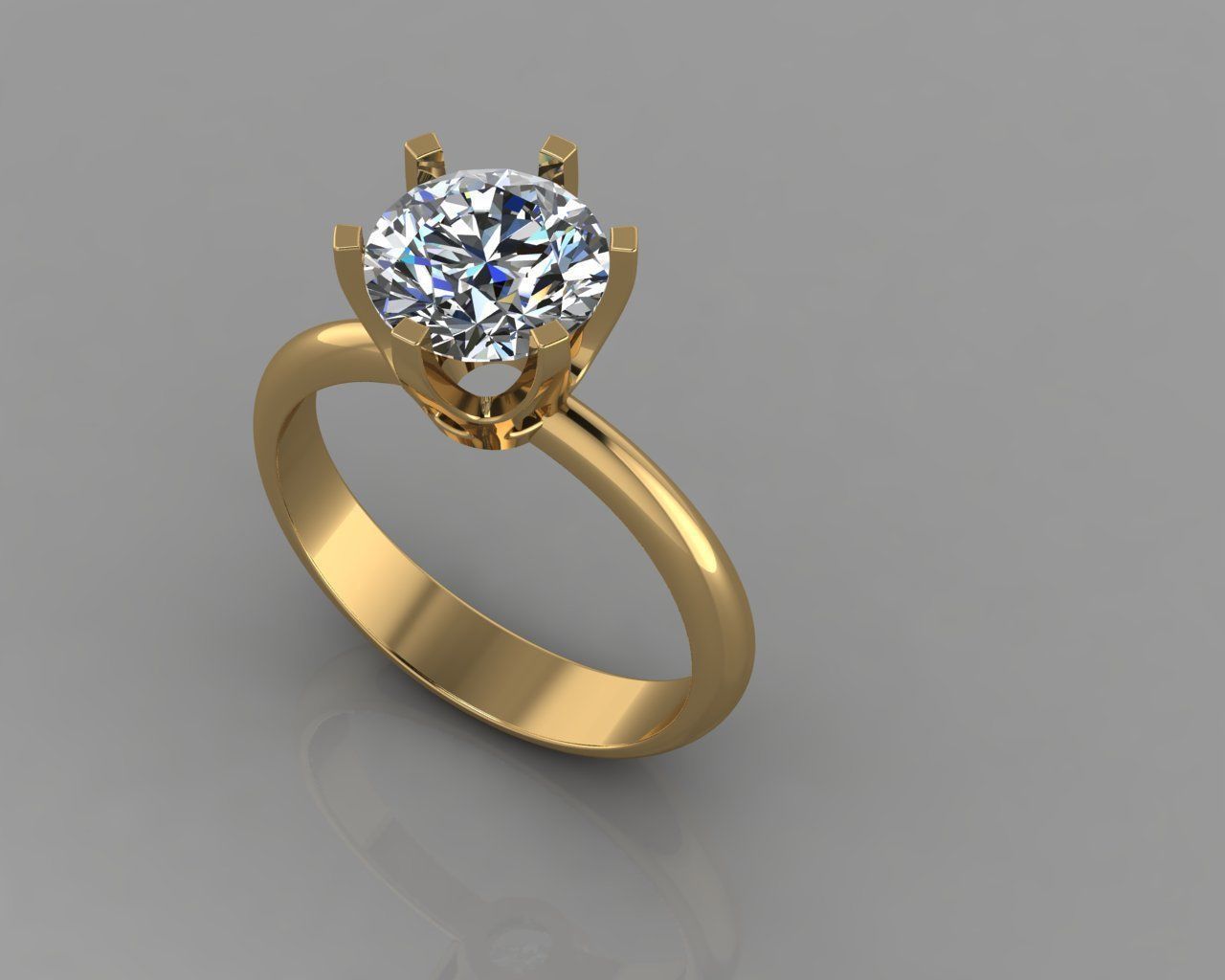 Solitaire ring 3D print model_8