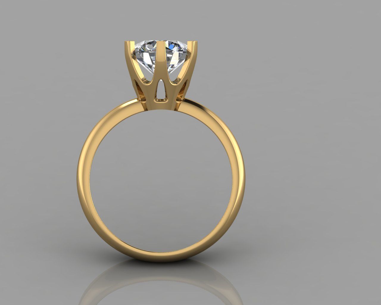 Solitaire ring 3D print model_4