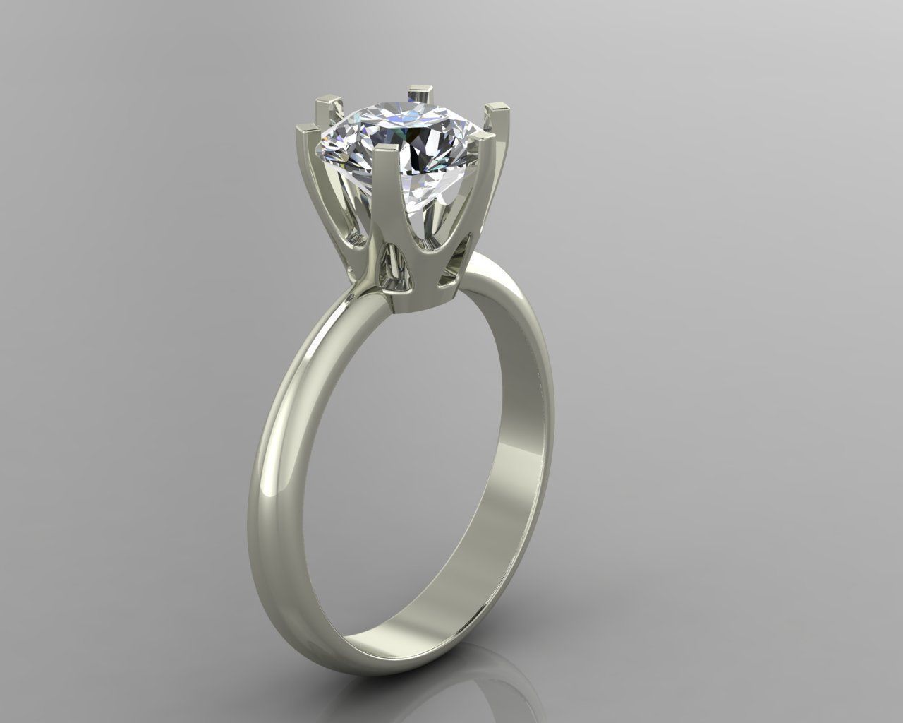 Solitaire ring 3D print model_3