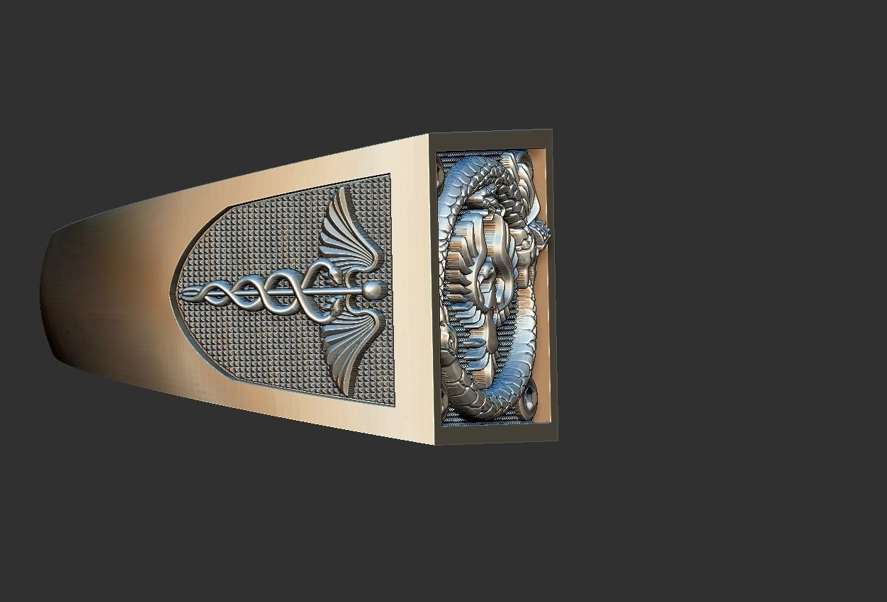Caduceus Ouroboros Ring 3D print model_9