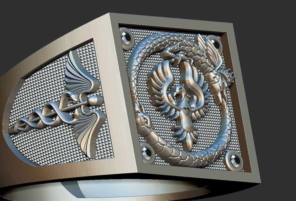 Caduceus Ouroboros Ring 3D print model_20