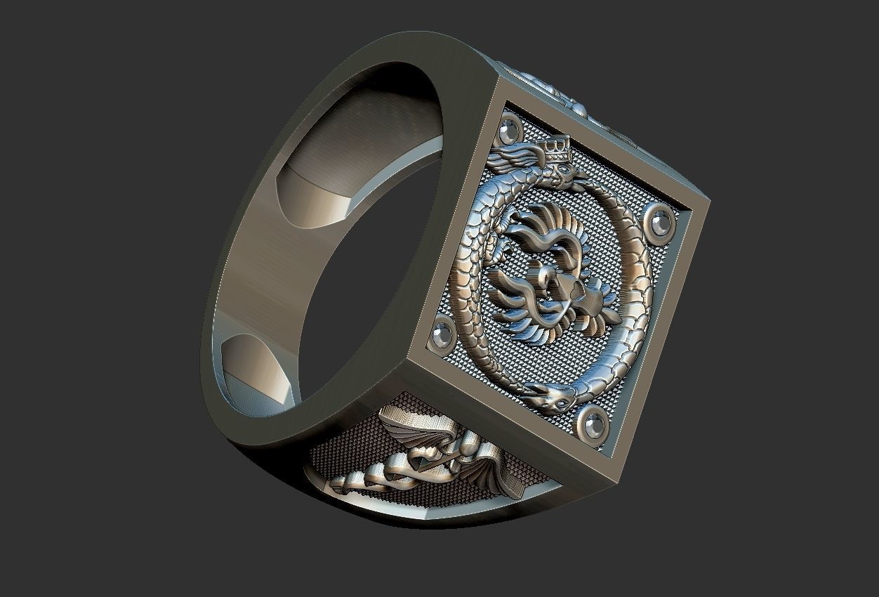 Caduceus Ouroboros Ring 3D print model_16