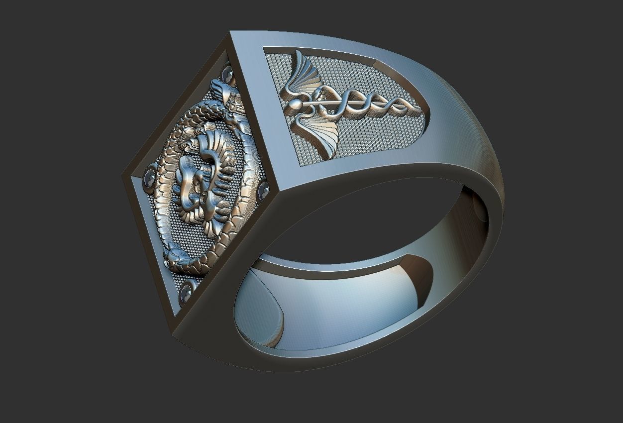 Caduceus Ouroboros Ring 3D print model_13