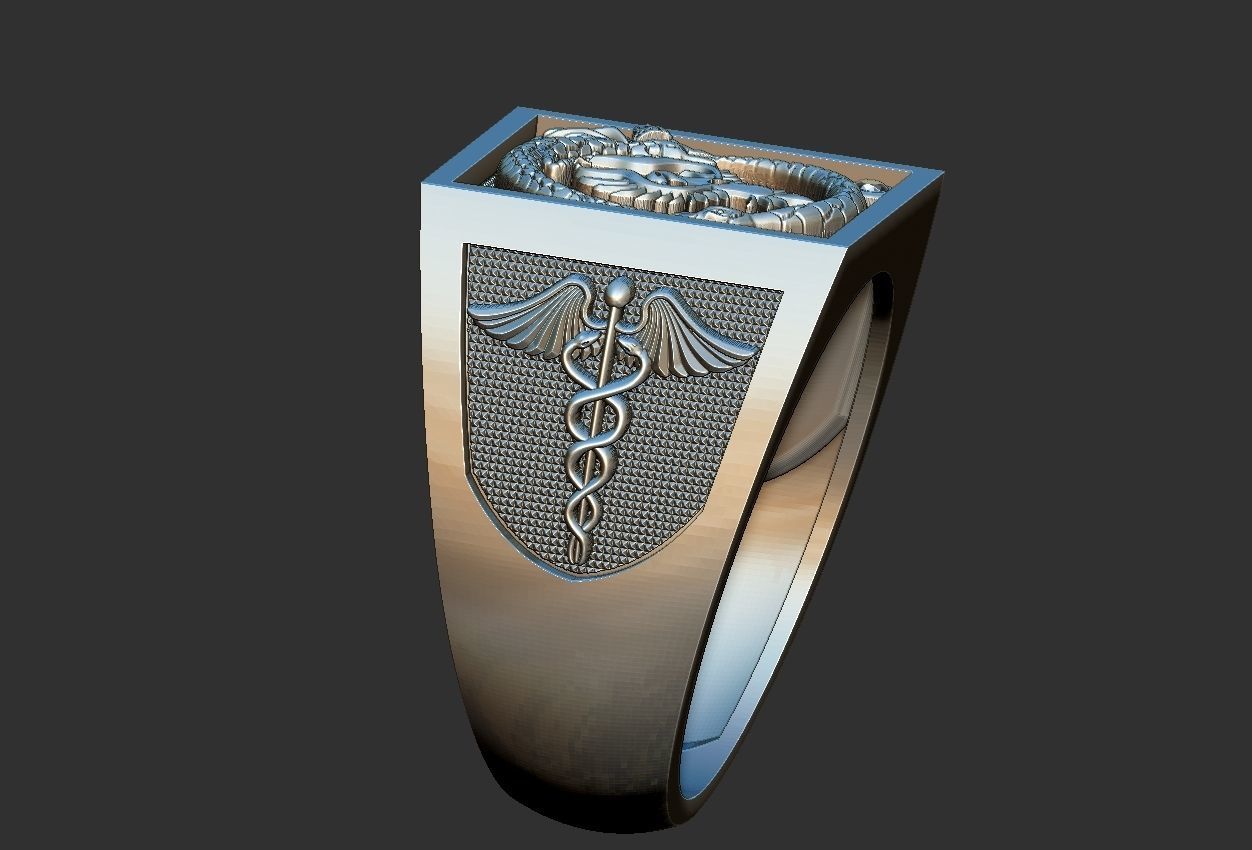 Caduceus Ouroboros Ring 3D print model_4