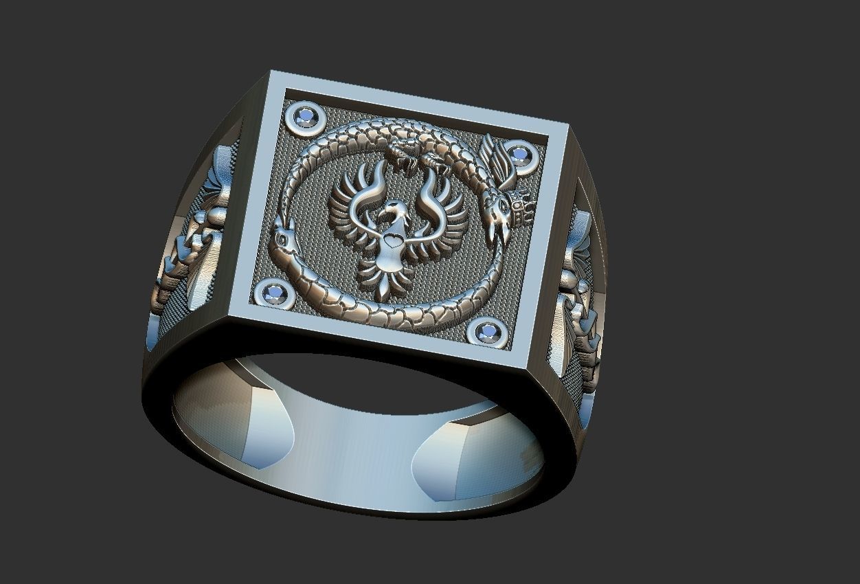 Caduceus Ouroboros Ring 3D print model_6