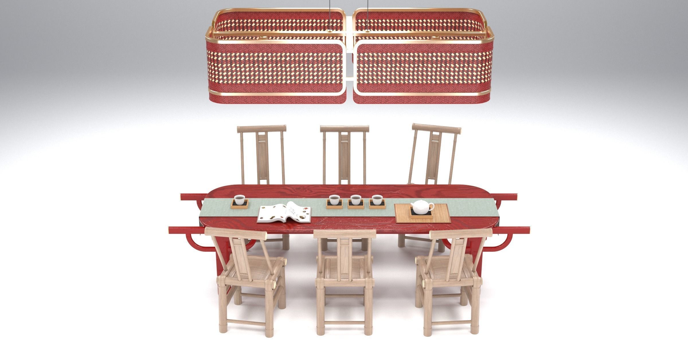 PALANQUIN TABLE SET Low-poly 3D model_2