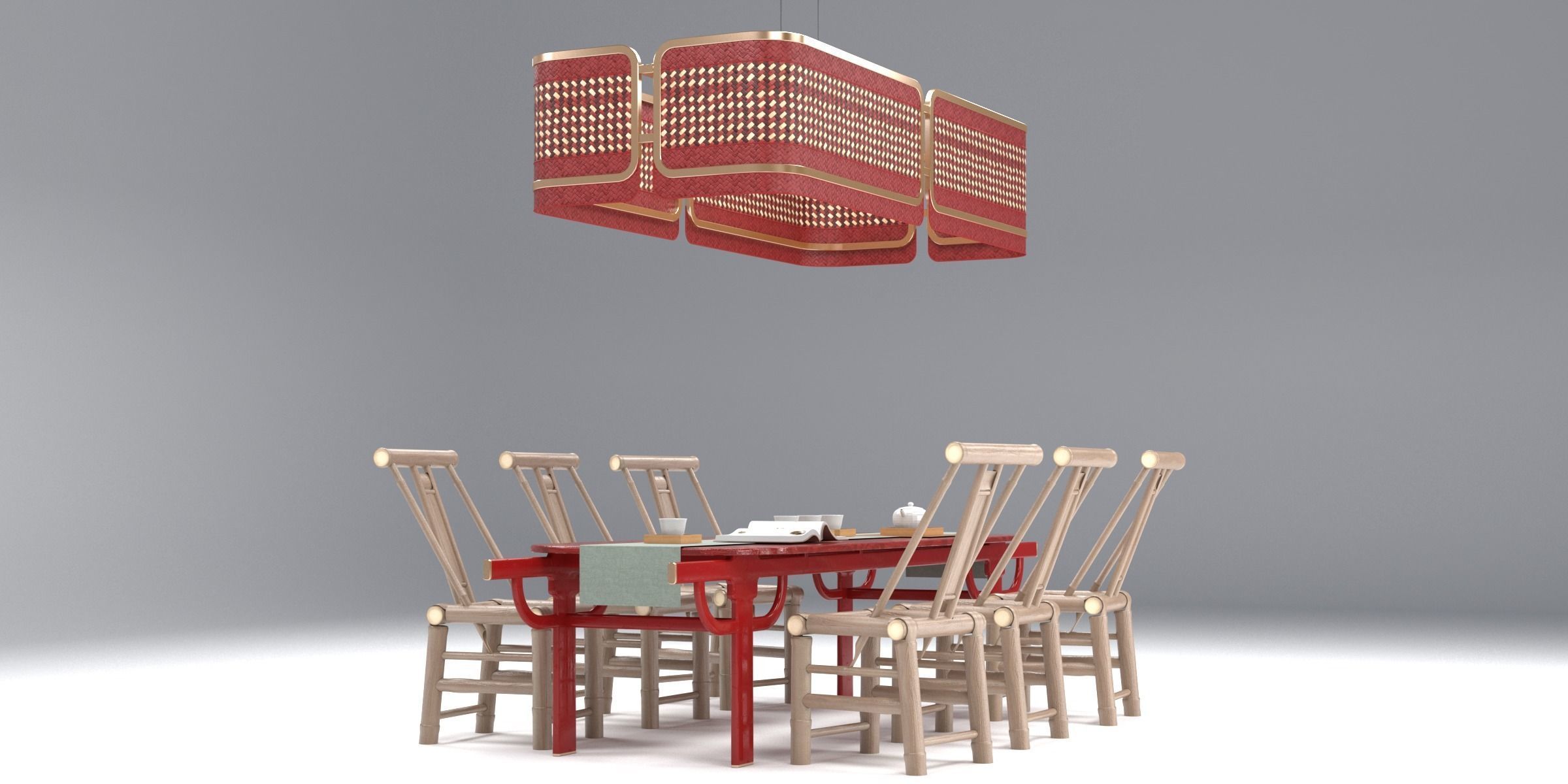 PALANQUIN TABLE SET Low-poly 3D model_6