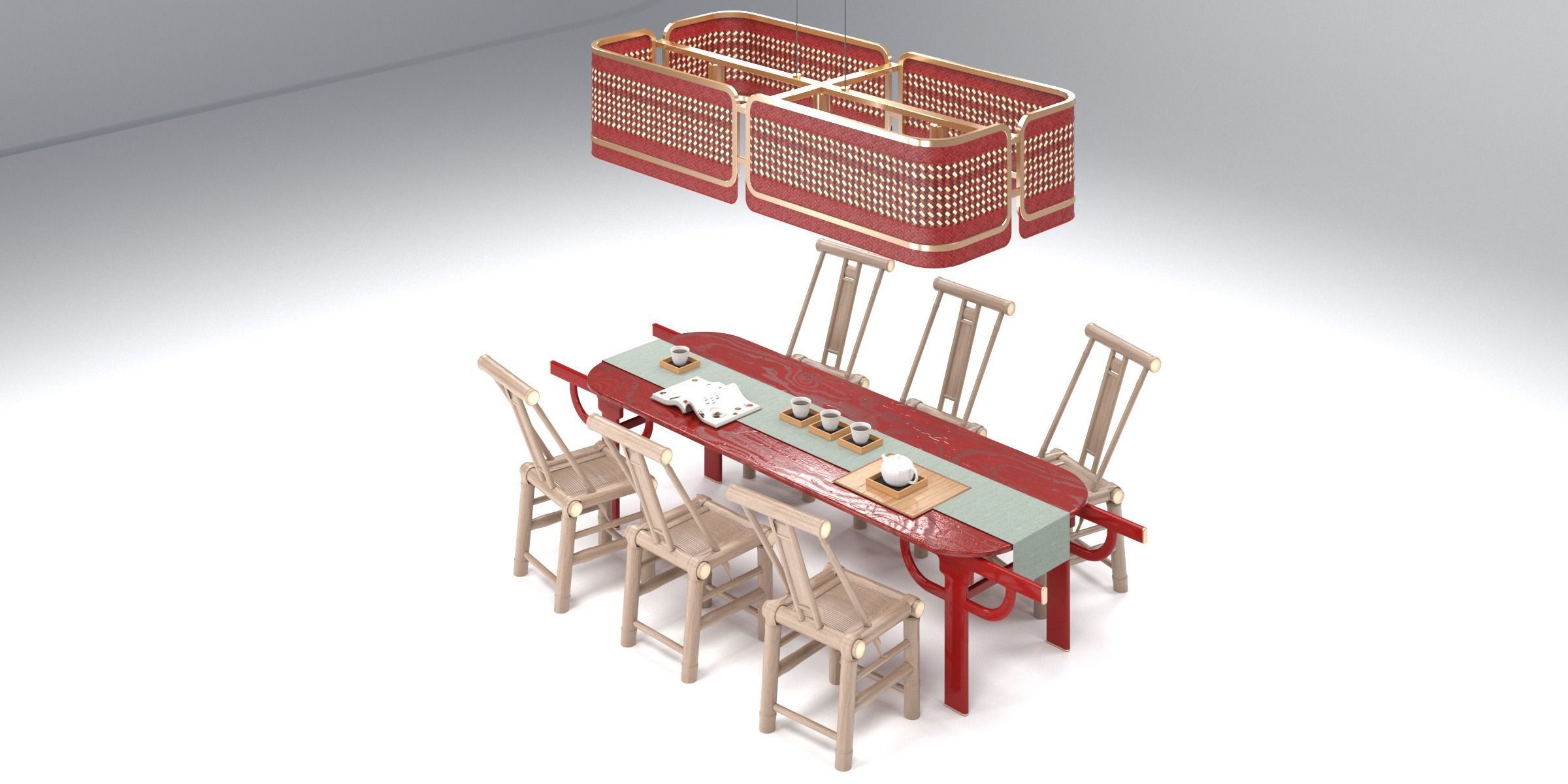 PALANQUIN TABLE SET Low-poly 3D model_3