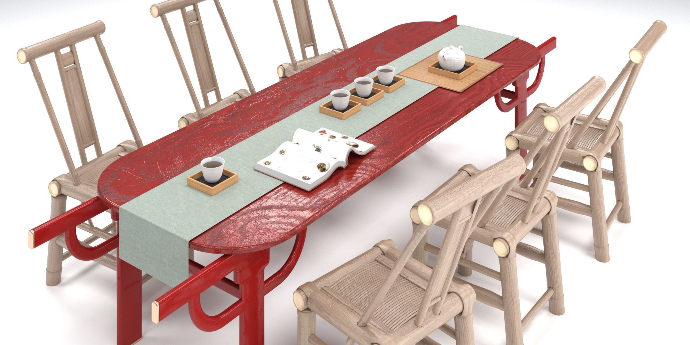 PALANQUIN TABLE SET Low-poly 3D model_7