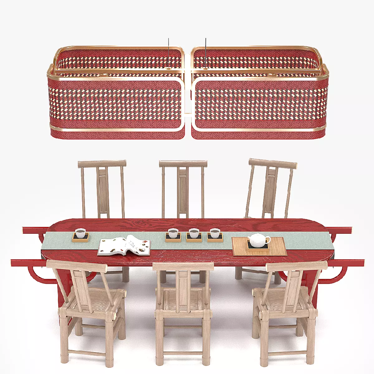 PALANQUIN TABLE SET Low-poly 3D model_0