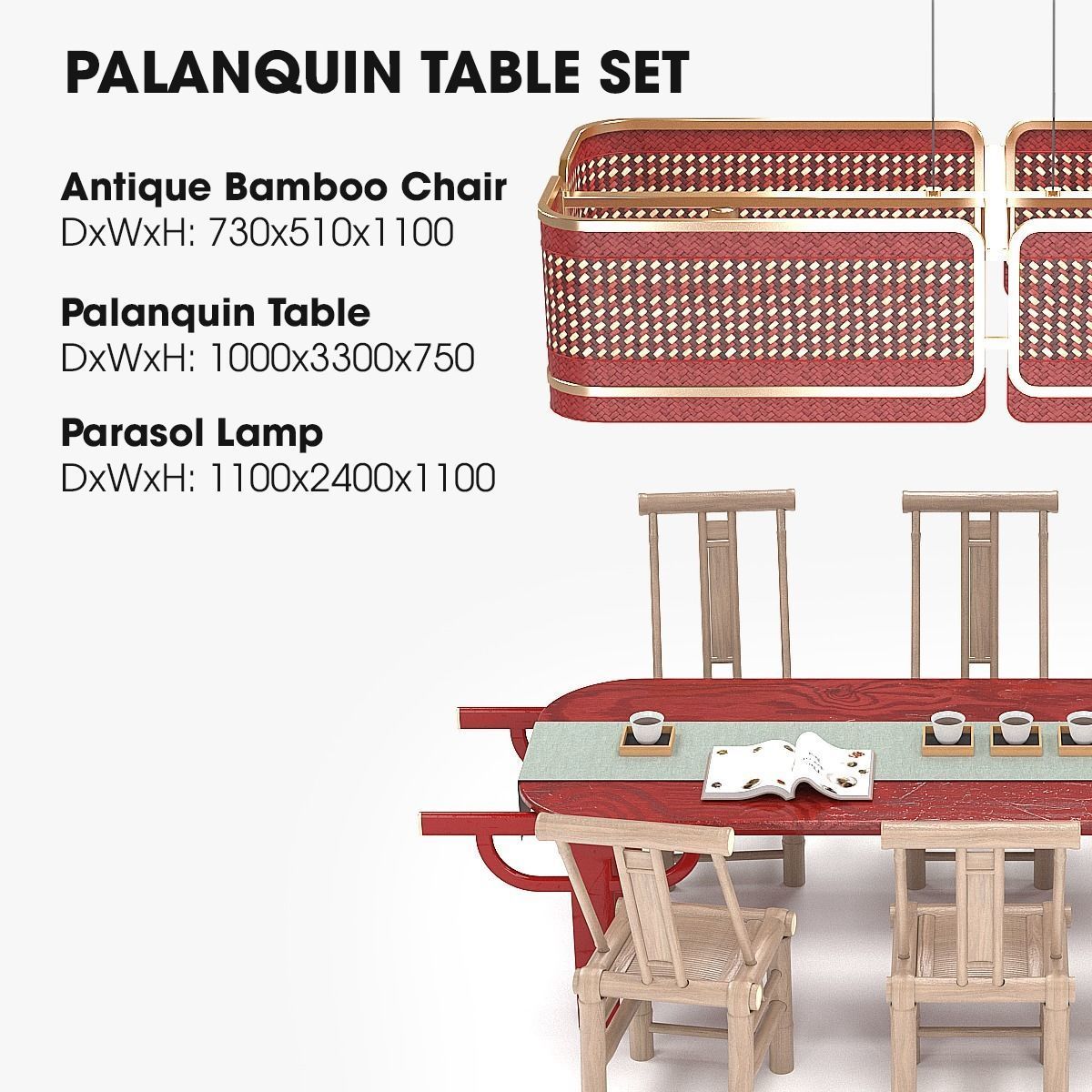 PALANQUIN TABLE SET Low-poly 3D model_1