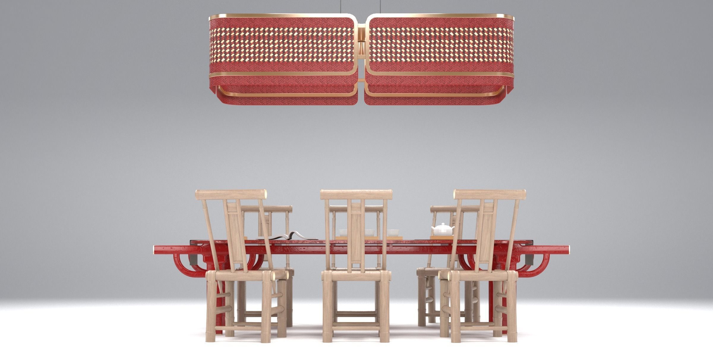 PALANQUIN TABLE SET Low-poly 3D model_5