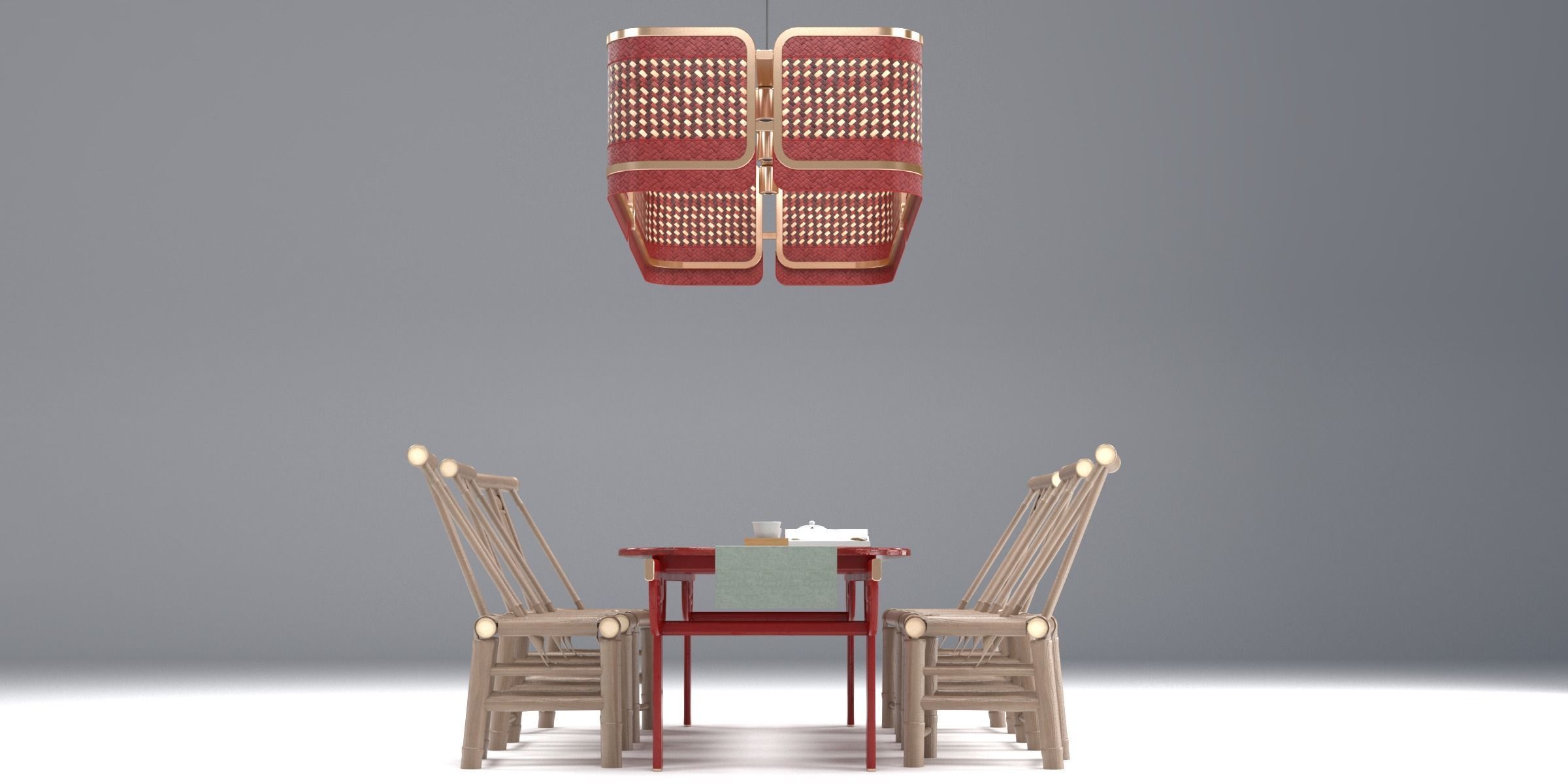 PALANQUIN TABLE SET Low-poly 3D model_4