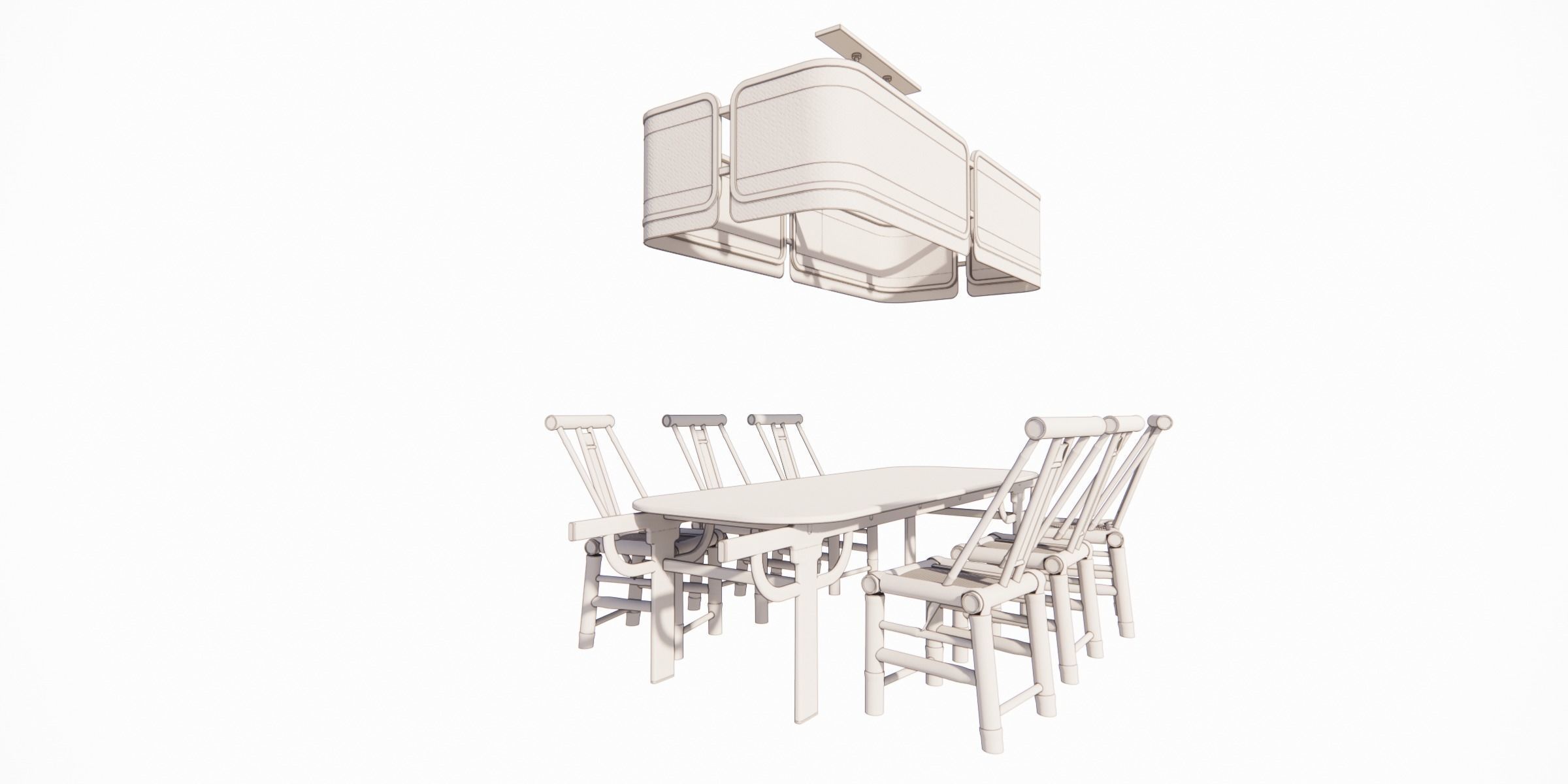 PALANQUIN TABLE SET Low-poly 3D model_12