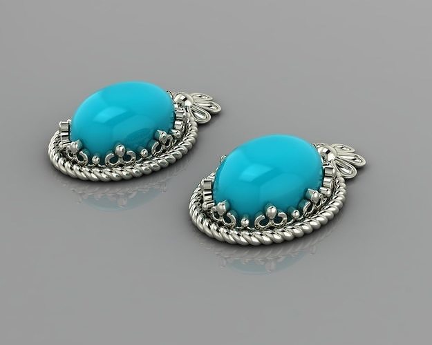 Turquoise earrings 3D print model