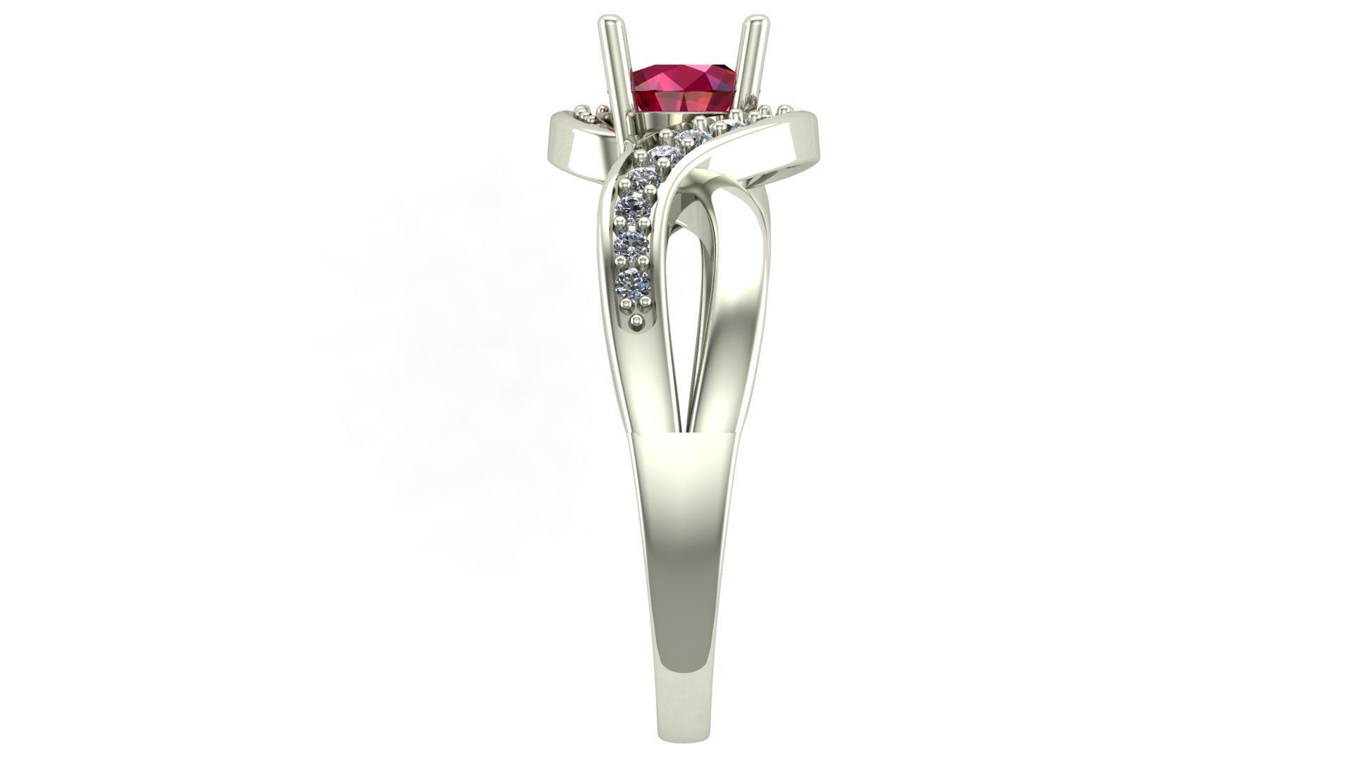 Twisted Gold And Diamond Engagement Ring 3D model 3D print model 3D print model_2