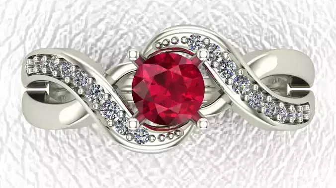 Twisted Gold And Diamond Engagement Ring 3D model 3D print model