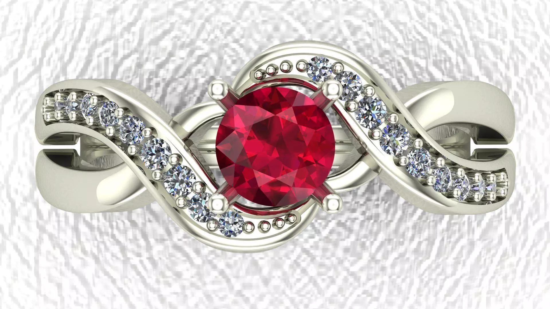 Twisted Gold And Diamond Engagement Ring 3D model 3D print model 3D print model_0