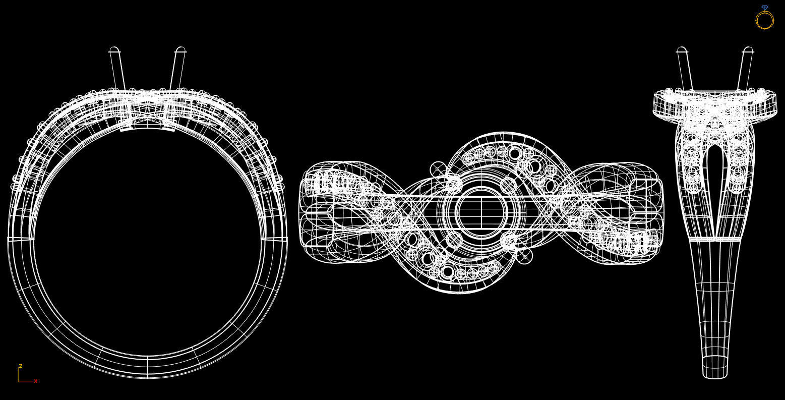 Twisted Gold And Diamond Engagement Ring 3D model 3D print model 3D print model_7