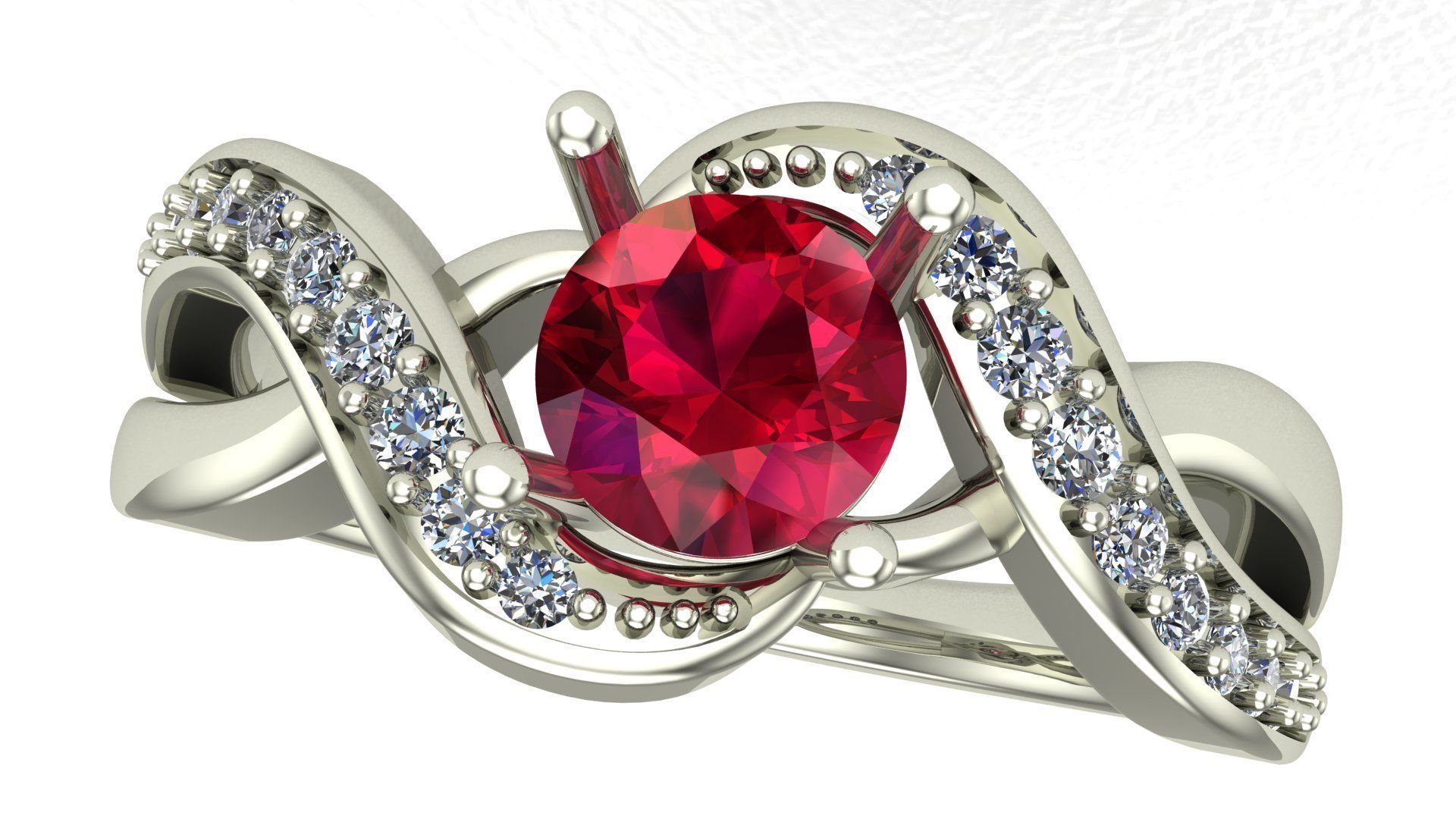 Twisted Gold And Diamond Engagement Ring 3D model 3D print model 3D print model_3