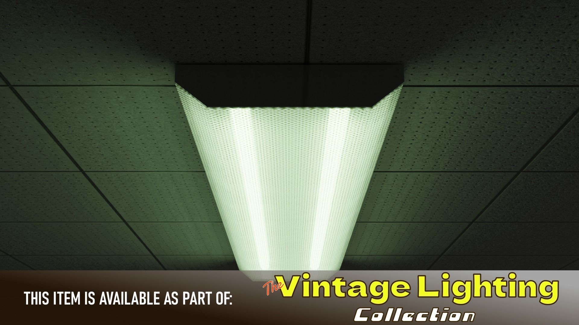 Vintage Ceiling Fluorescent Light Fixture Low-poly 3D model_1