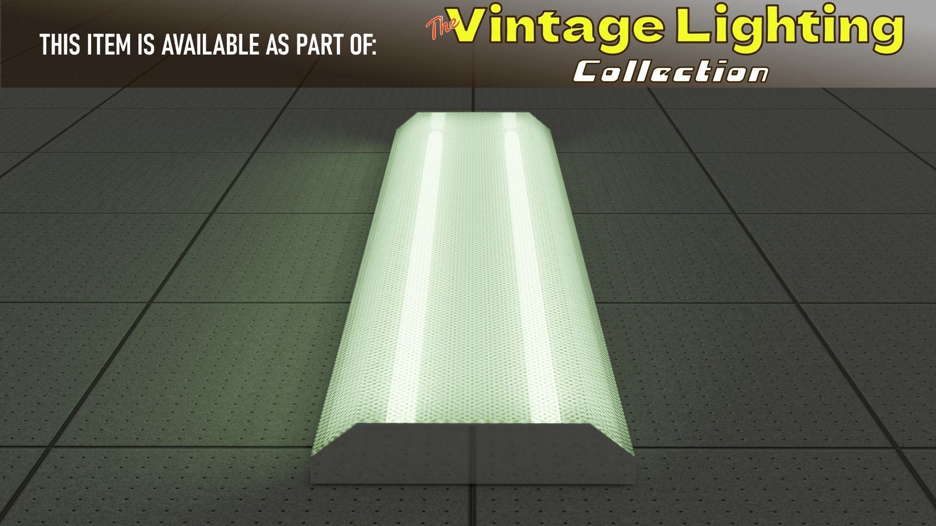 Vintage Ceiling Fluorescent Light Fixture Low-poly 3D model_3