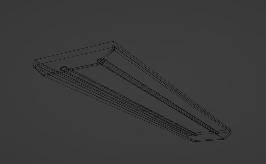 Vintage Ceiling Fluorescent Light Fixture Low-poly 3D model_5